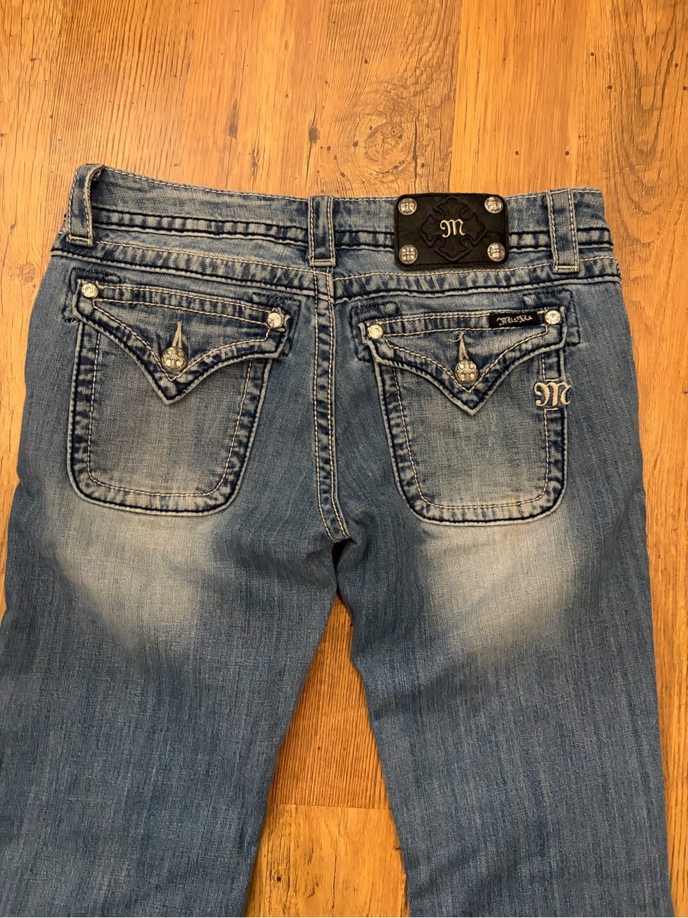 Miss Me Women's Blue Denim Jeans with Embellished Back Pockets